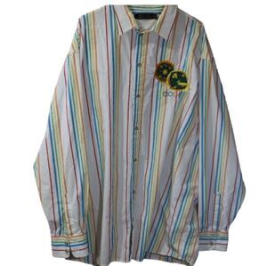 Coogi Vintage Rainbow Stripe Long Sleeve Button Down Shirt 4X
